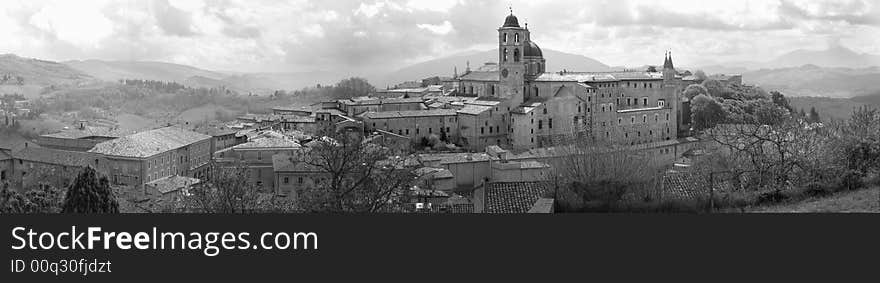 Panorama of the city of Urbino (Italy).