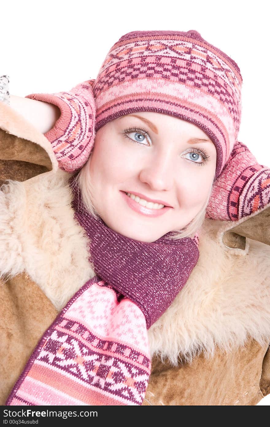 Smiling girl in winter coat