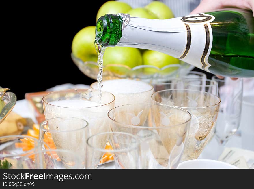 Pouring of champagne