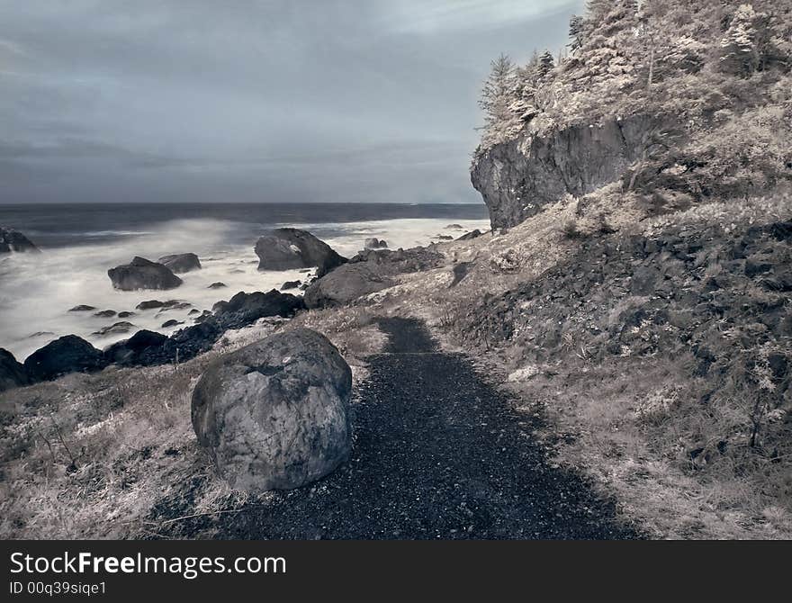 Northern California coast in infrared.