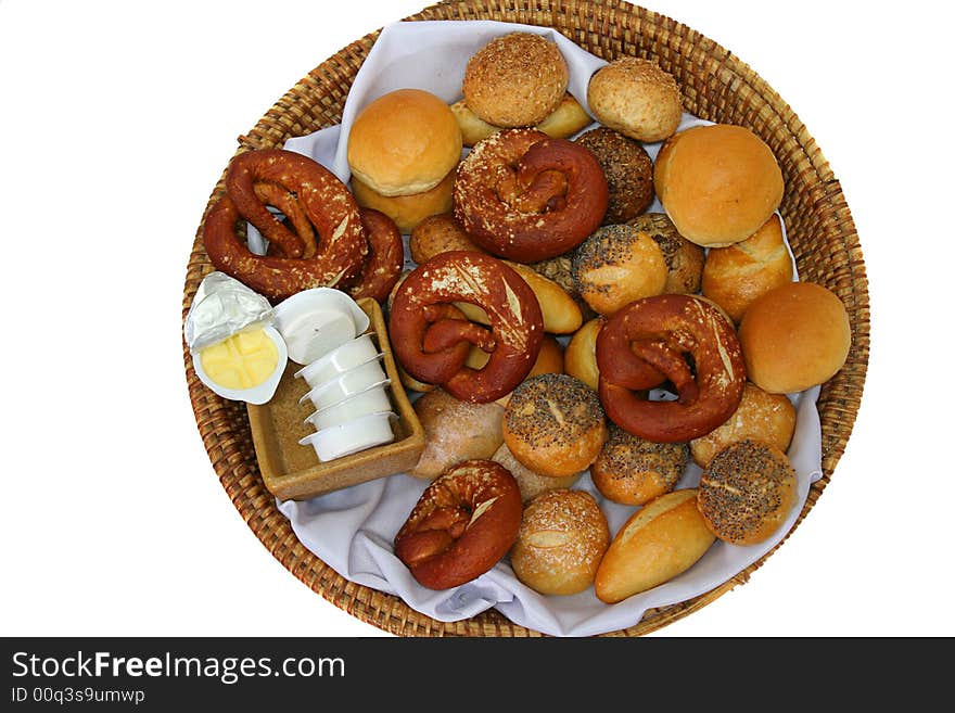 Bread in basket with butter portion