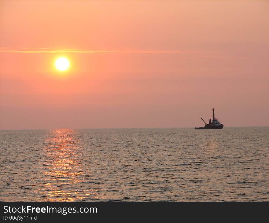 The scenic sunset in the Baltic sea