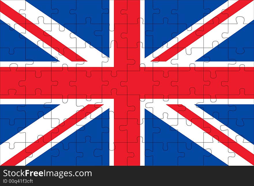 Illustrationn of flag of United Kingdom, puzzle