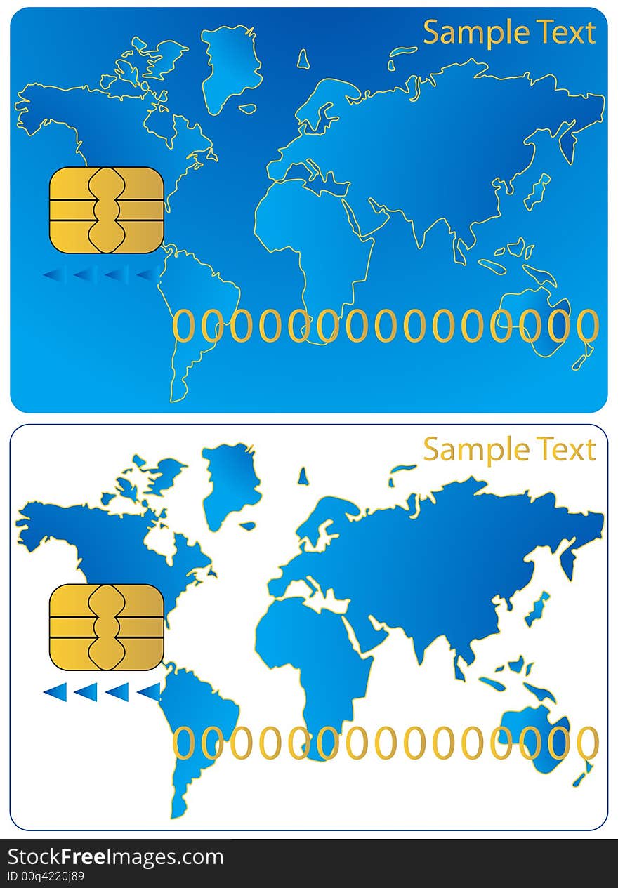 Illustration of banking card, blue, white