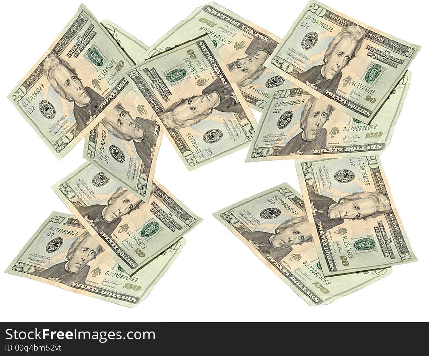 Dollars on a white background. Dollars on a white background