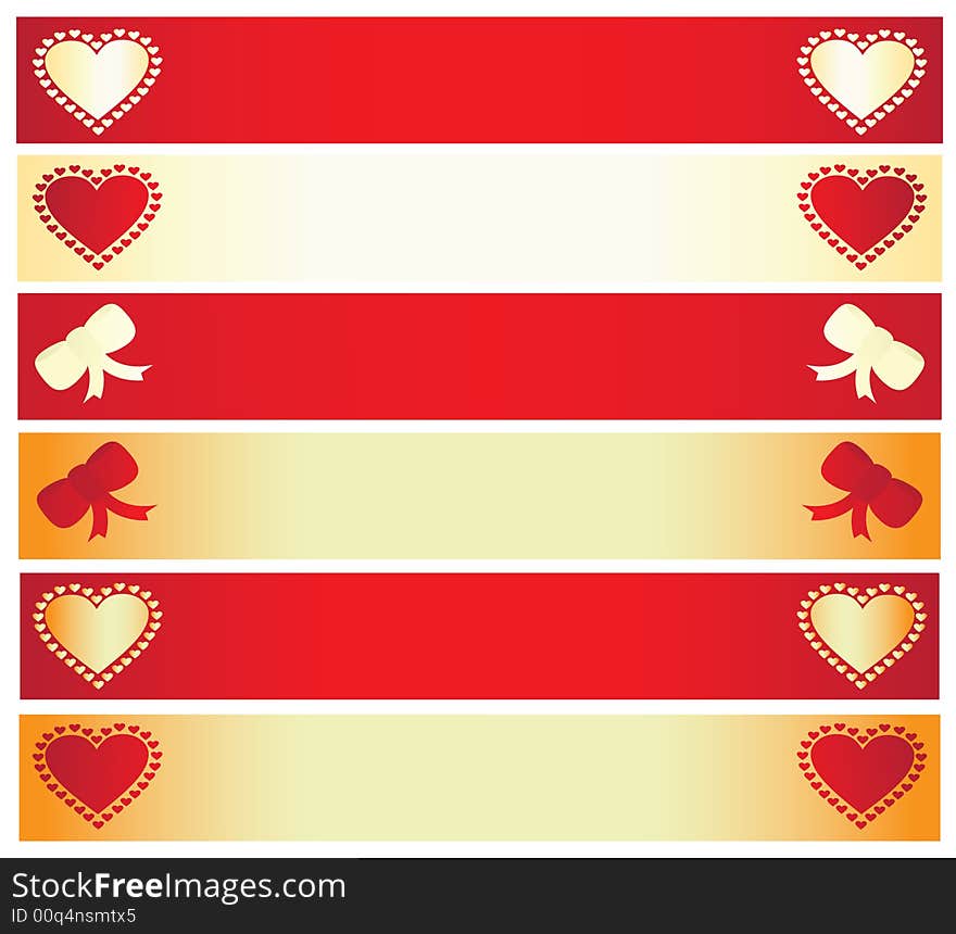 Six banners for Valentine’s day vector illustration. Six banners for Valentine’s day vector illustration