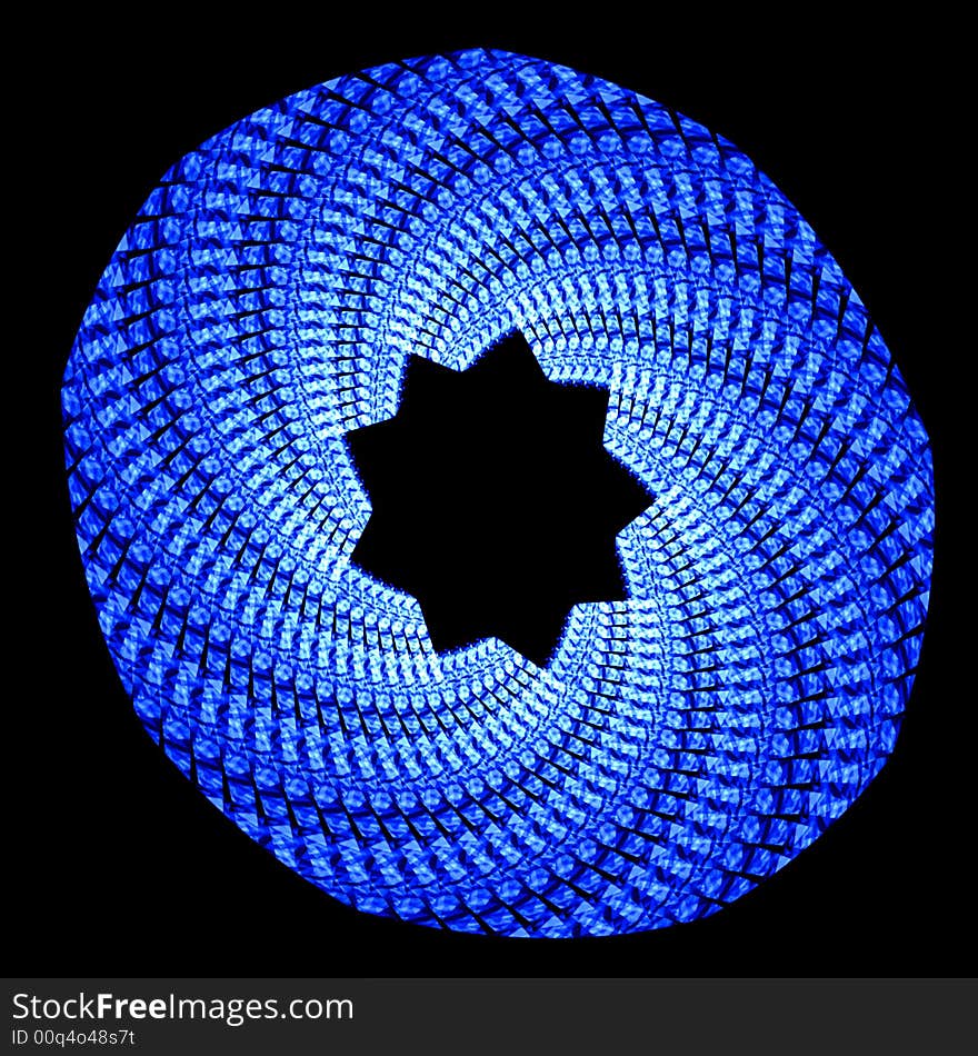 Abstract fractal resembling a woven basket with a star opening. Abstract fractal resembling a woven basket with a star opening