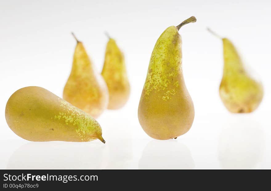 Pears on white background