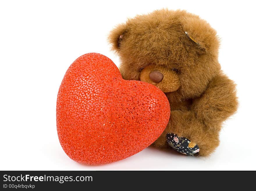 Isolated image of heart with bear on white background