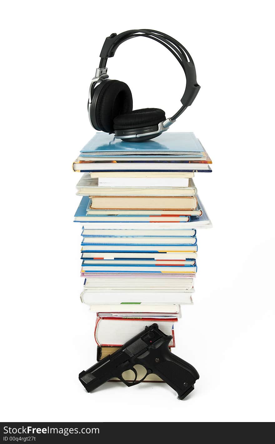 Books with headphones symbolize audiobooks. Books with headphones symbolize audiobooks.