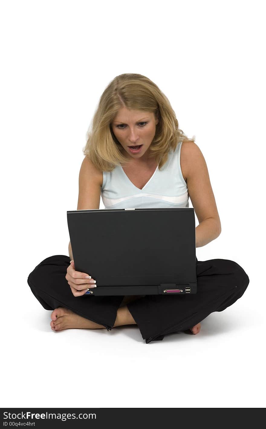 Woman with a laptop.