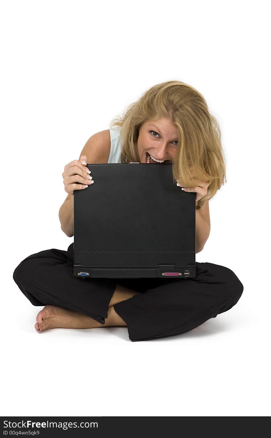 Woman with a laptop.