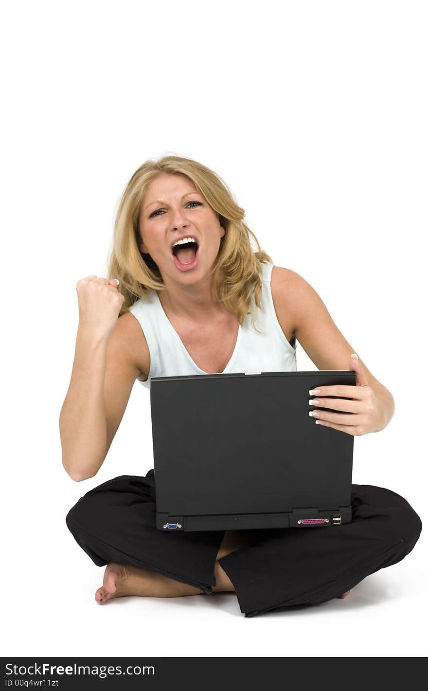 Woman with a laptop.