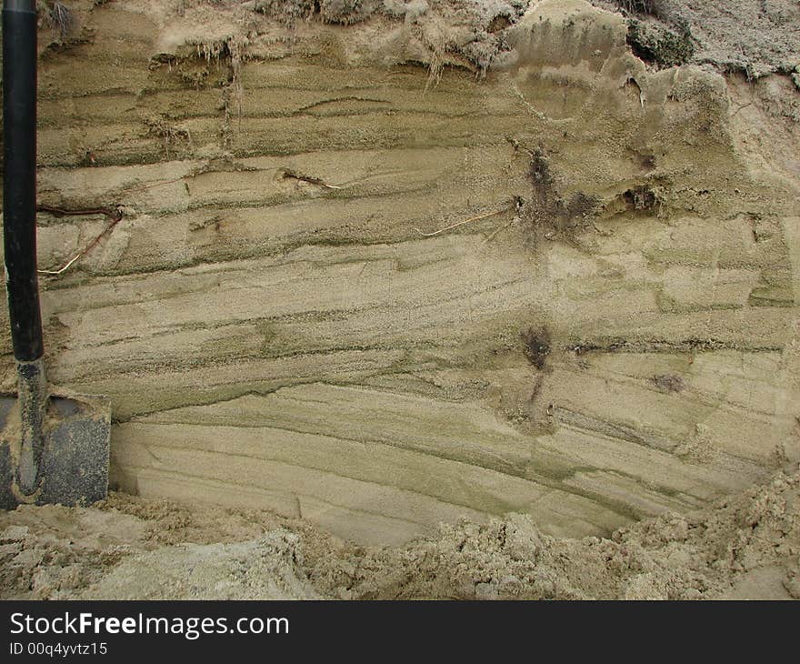 The geological outrop of the sandy dune. The geological outrop of the sandy dune