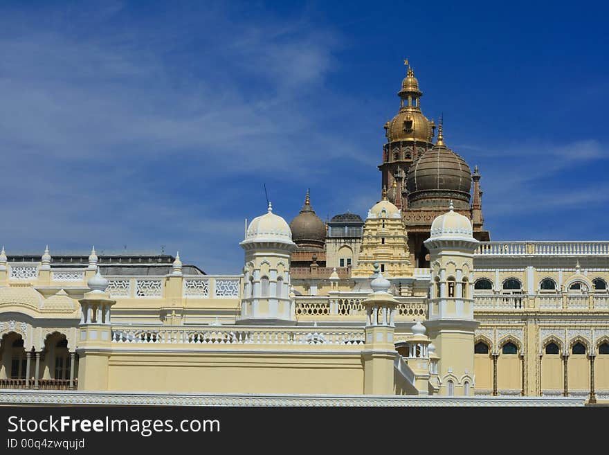 A top portion of a beautiful royal palace at Mysore. A top portion of a beautiful royal palace at Mysore.