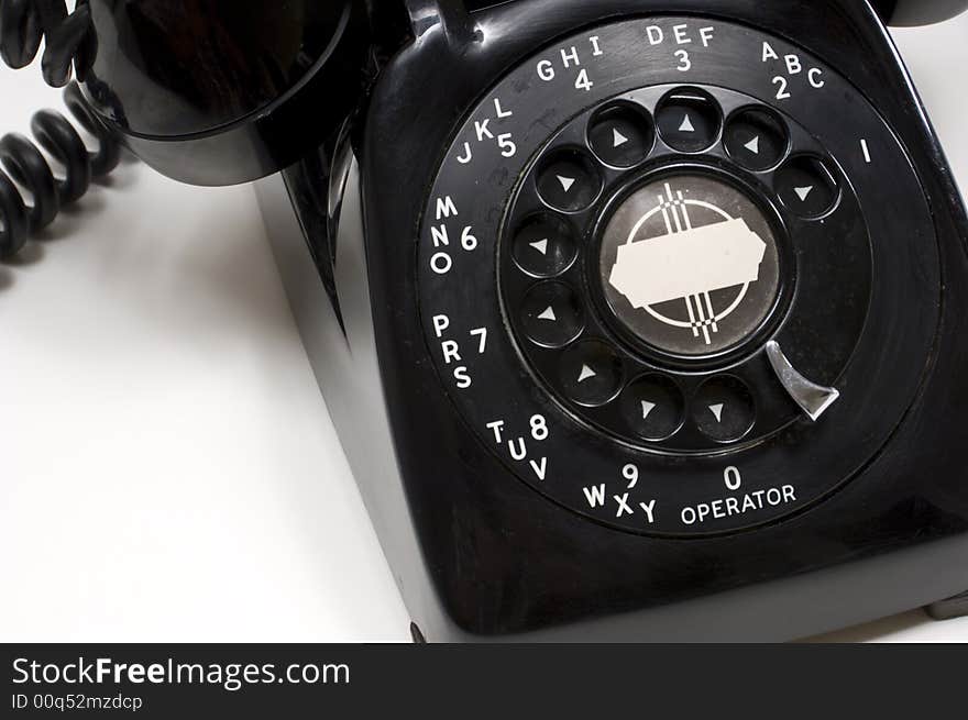 Vintage Black deskphone on white background. Vintage Black deskphone on white background