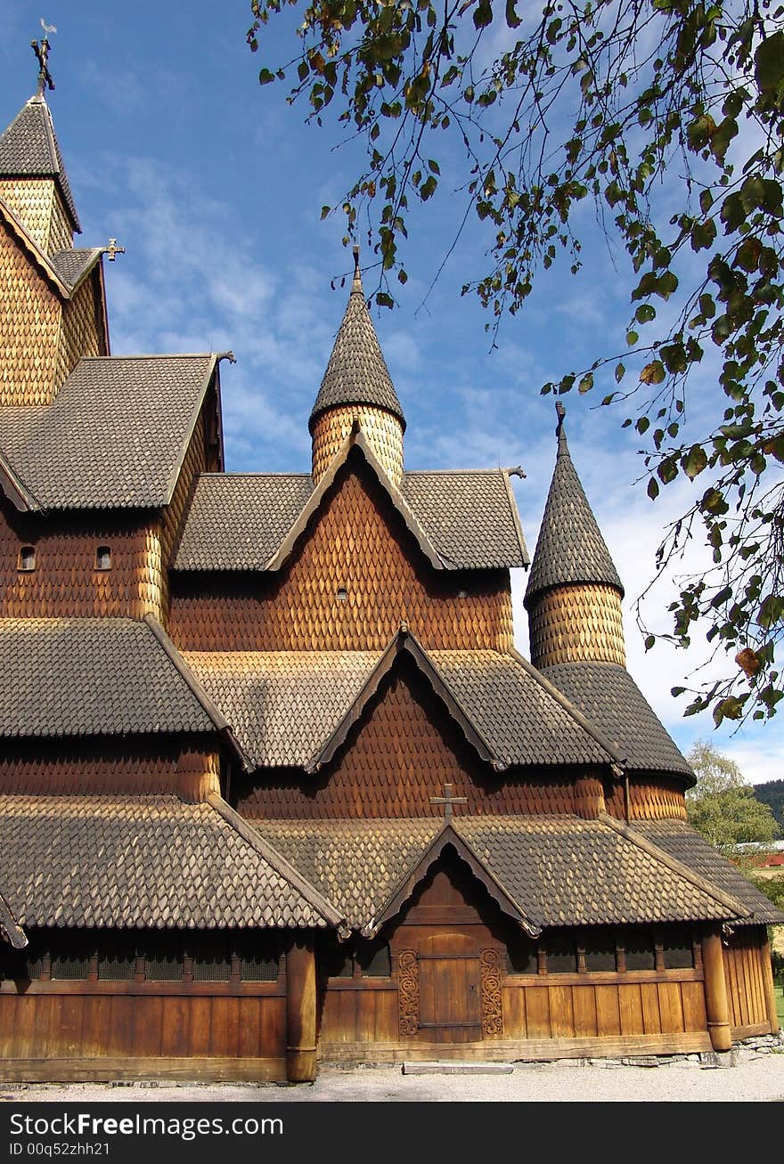 Traditional Norwegian wooden Stave Church. Traditional Norwegian wooden Stave Church