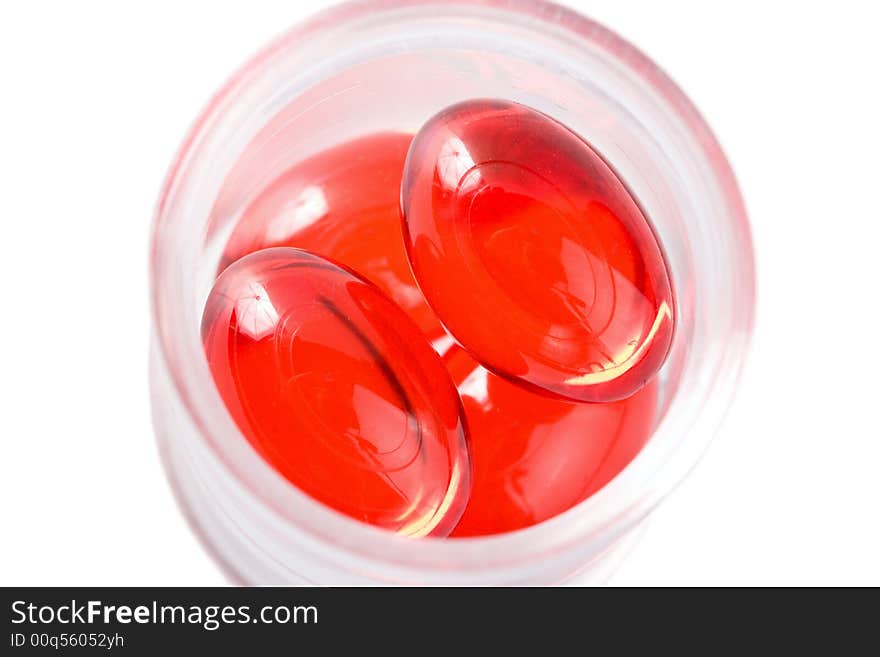 Red Capsule Pills Isolated