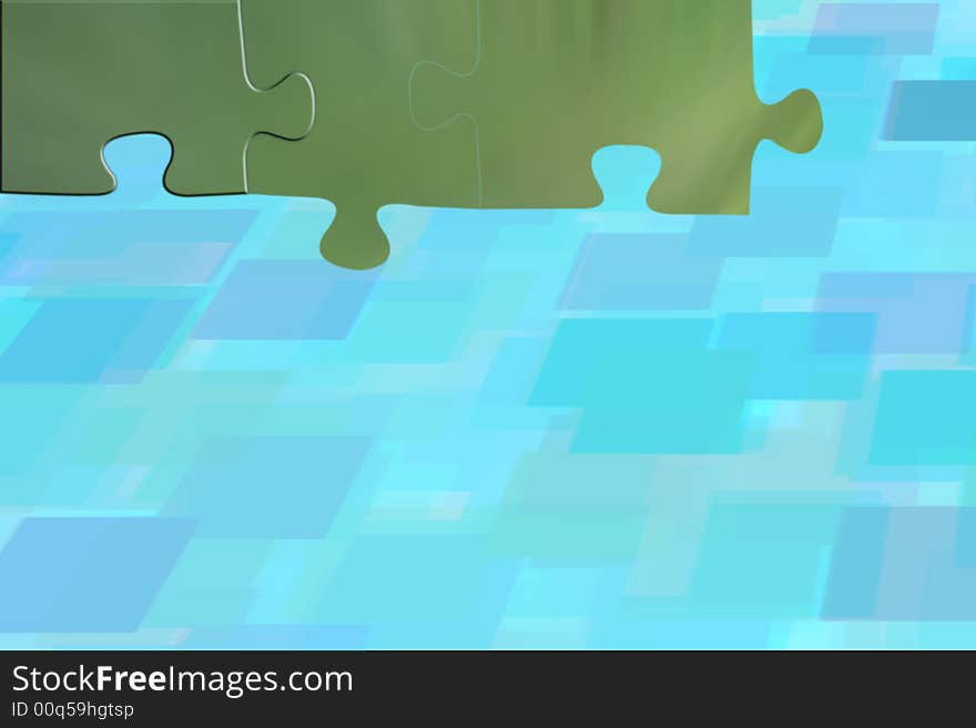 Green puzzle over a blue abstract background