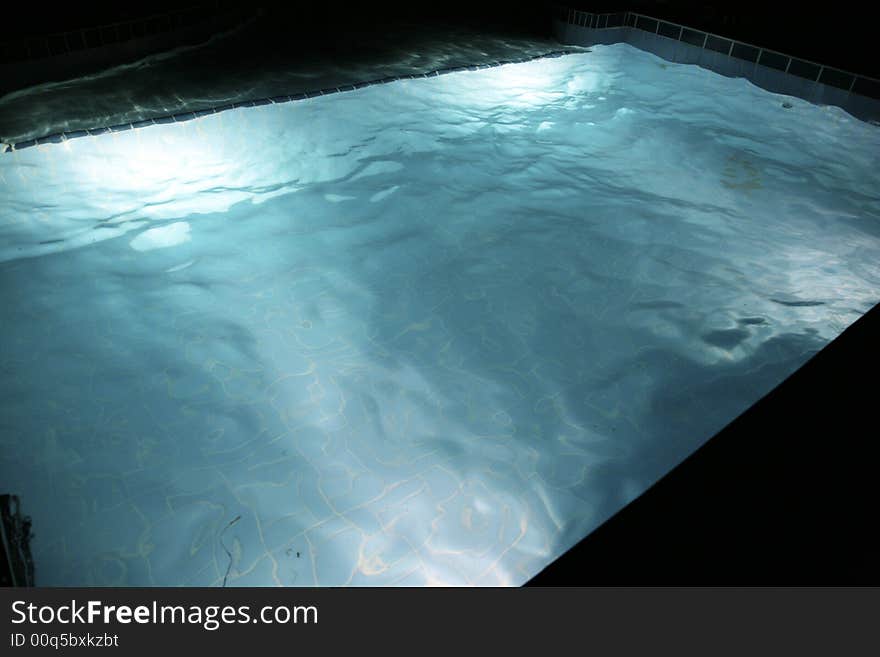 Night pool with subwater lights