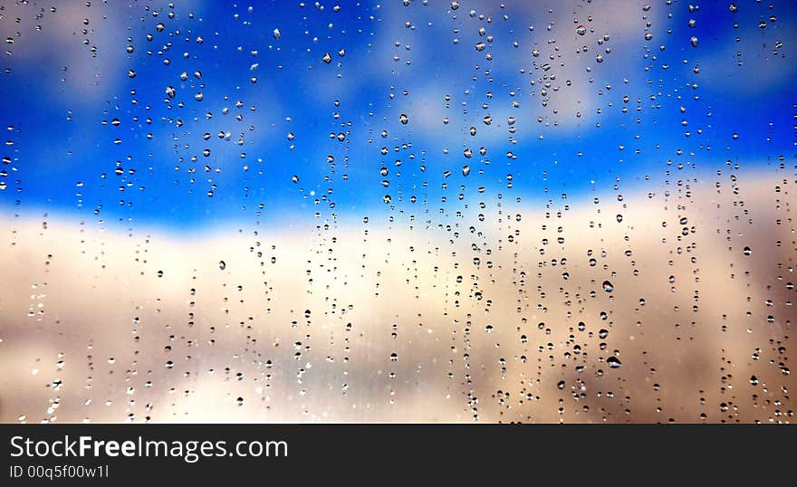 Close-up of water drops on glass (Background)