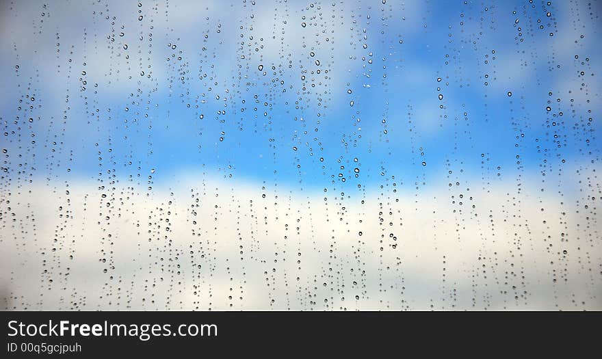 Close-up of water drops on glass (Background)