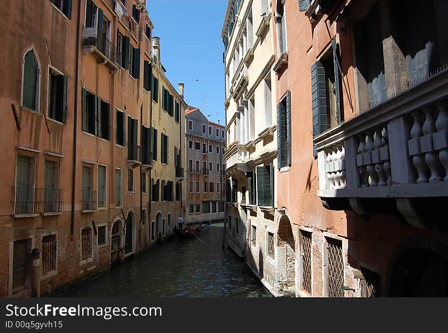 Venice Canal With Gondola