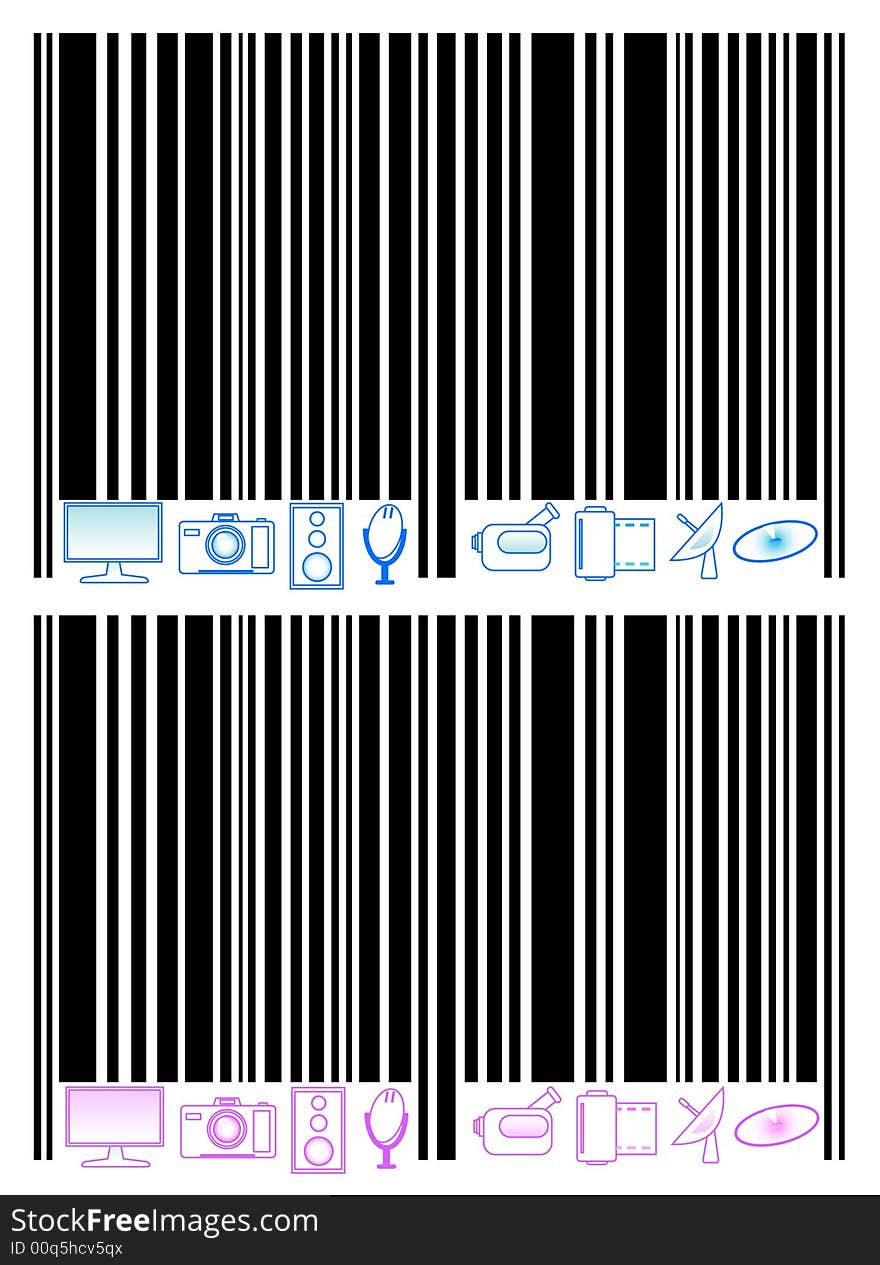 Illustration of barcode, multimedia, violet. Illustration of barcode, multimedia, violet