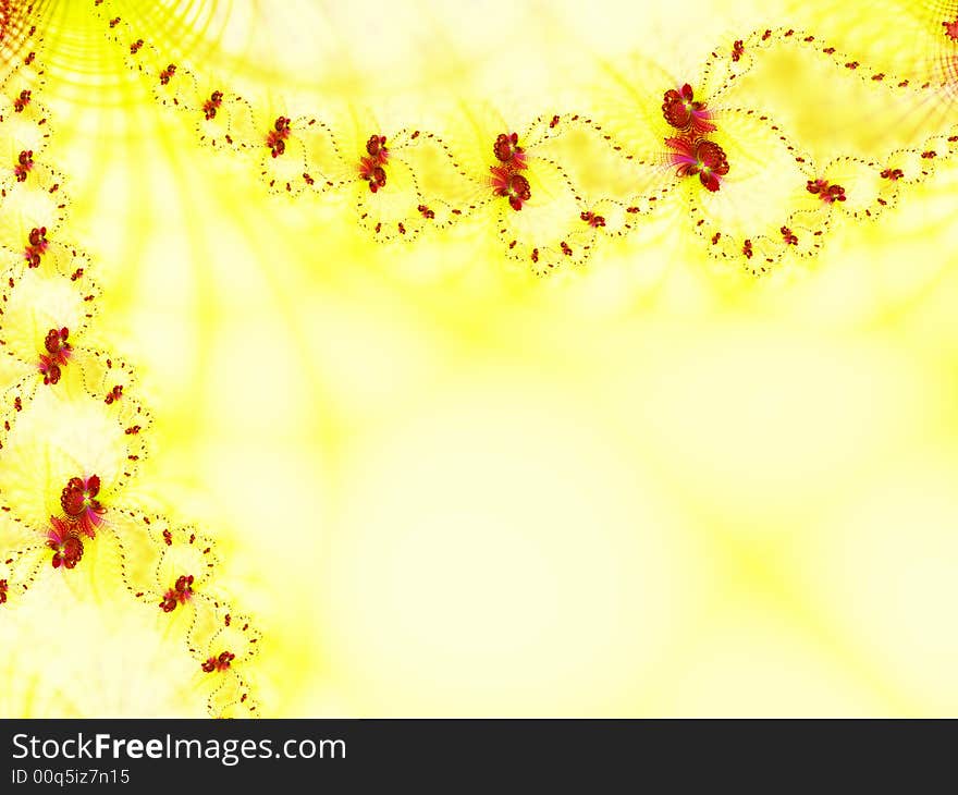 Abstract flowers on a yellow background. Abstract flowers on a yellow background