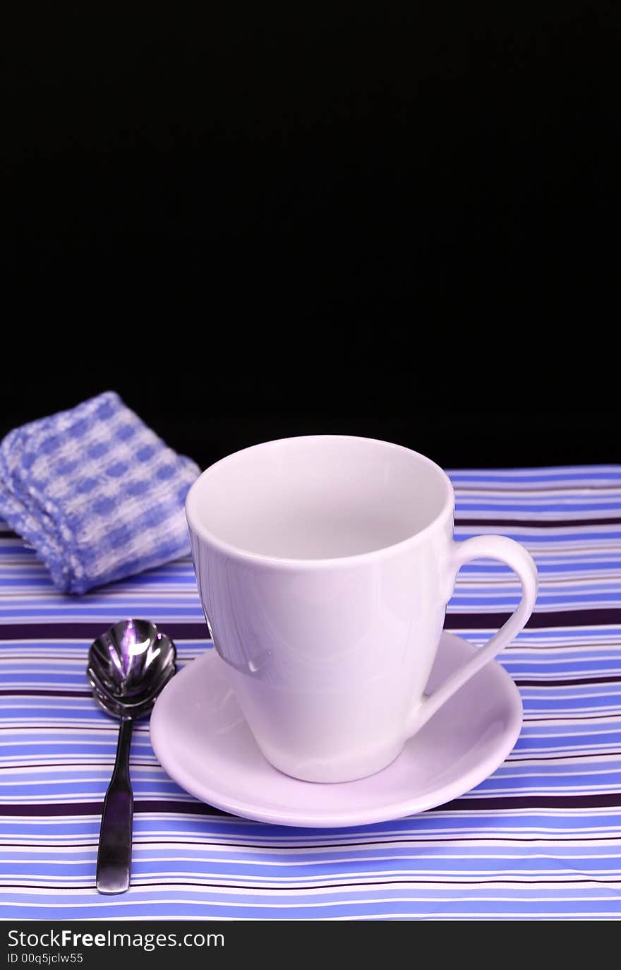 A table set for a coffee break in blue