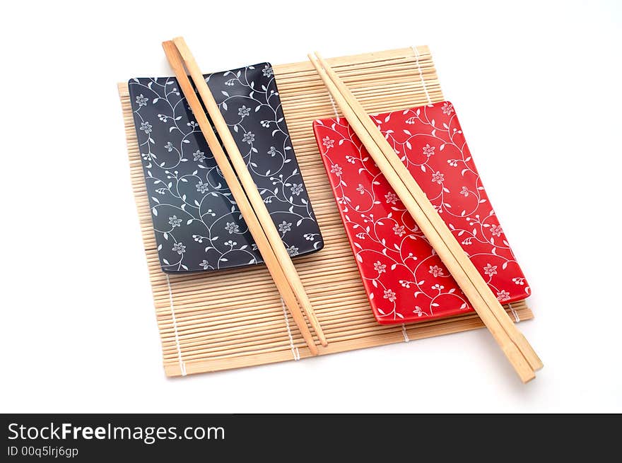 Black and red sushi set