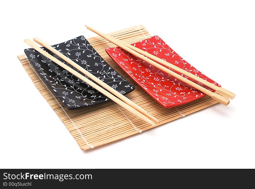 Black and red sushi set