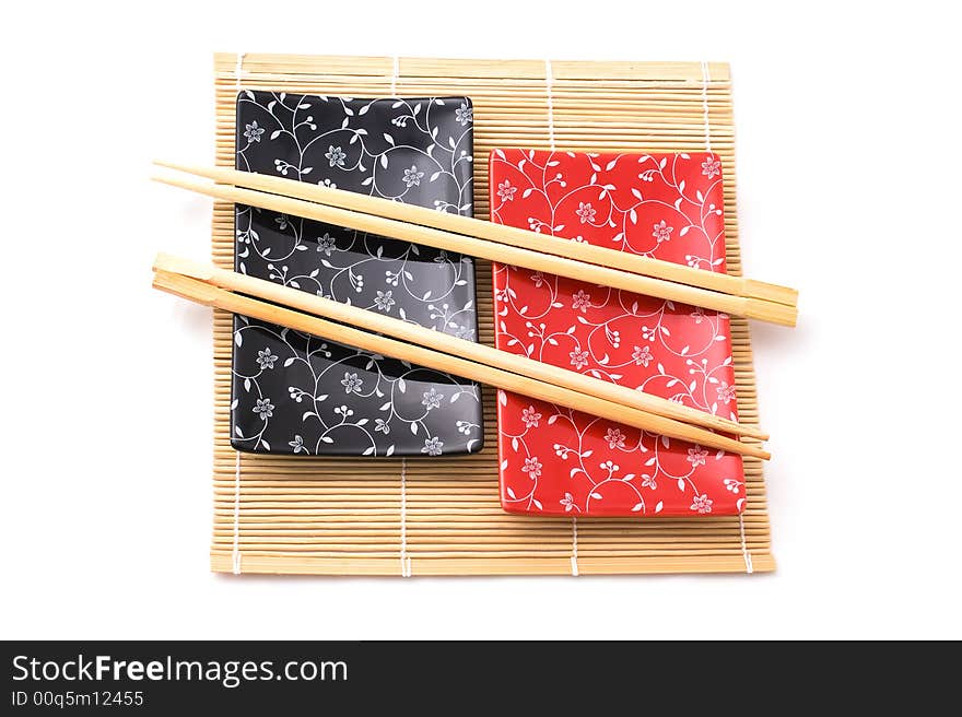 Black and red sushi set