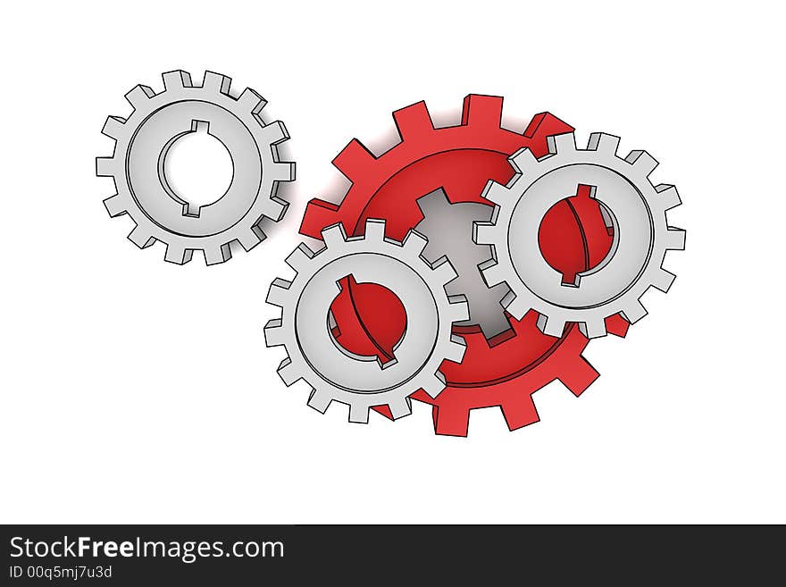 Isolated cogwheels - business network - illustration