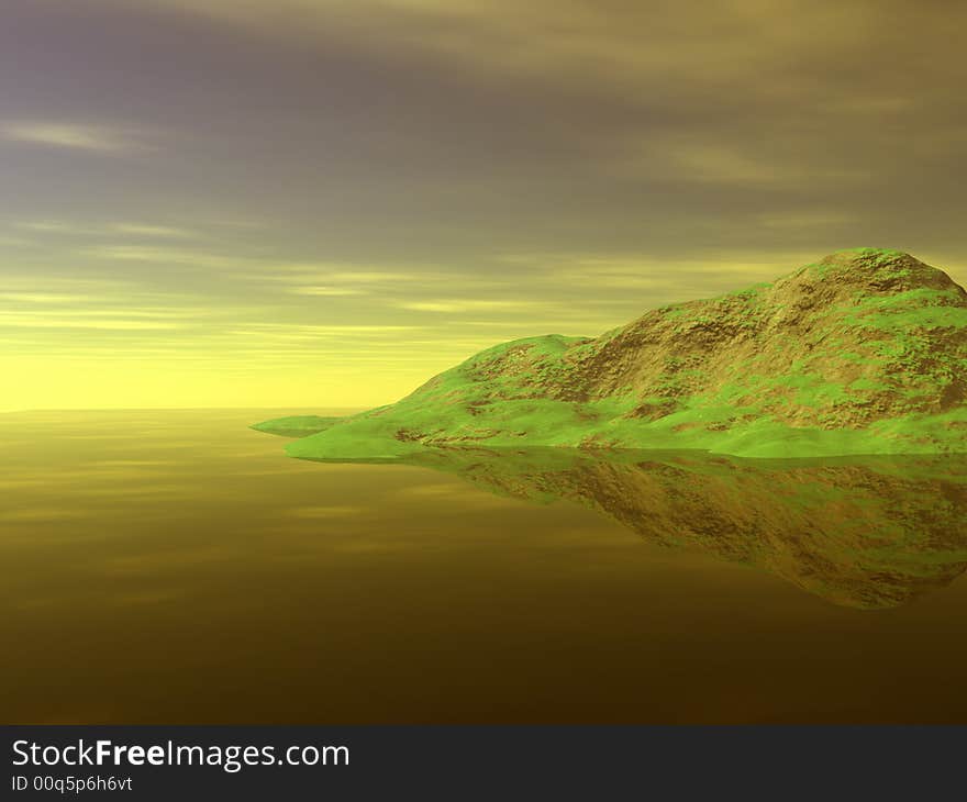 Beautiful summer seascape. 3d image. Beautiful summer seascape. 3d image