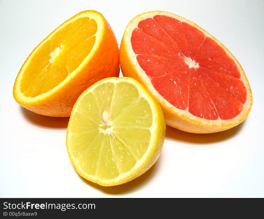 Lemon, grapefruit and orange