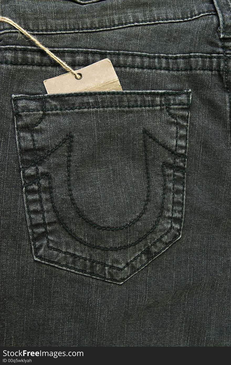 New jeans with size label in pocket.