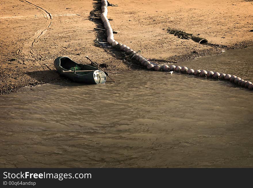 A solitary boat in still waters, a scene of calm and peacefulness