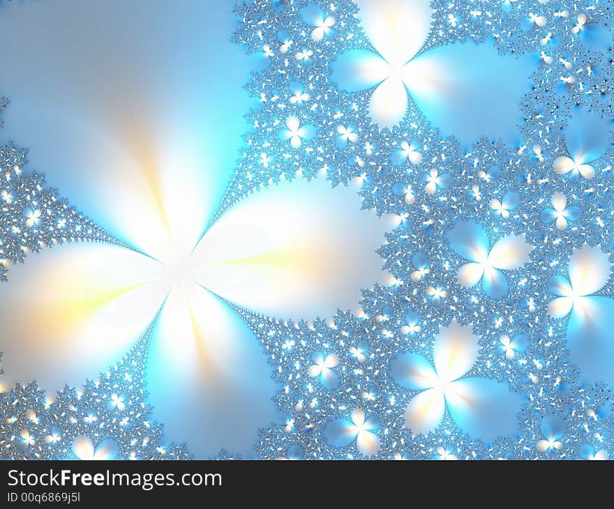 Snowflakes' dance.Fractal image of winter.