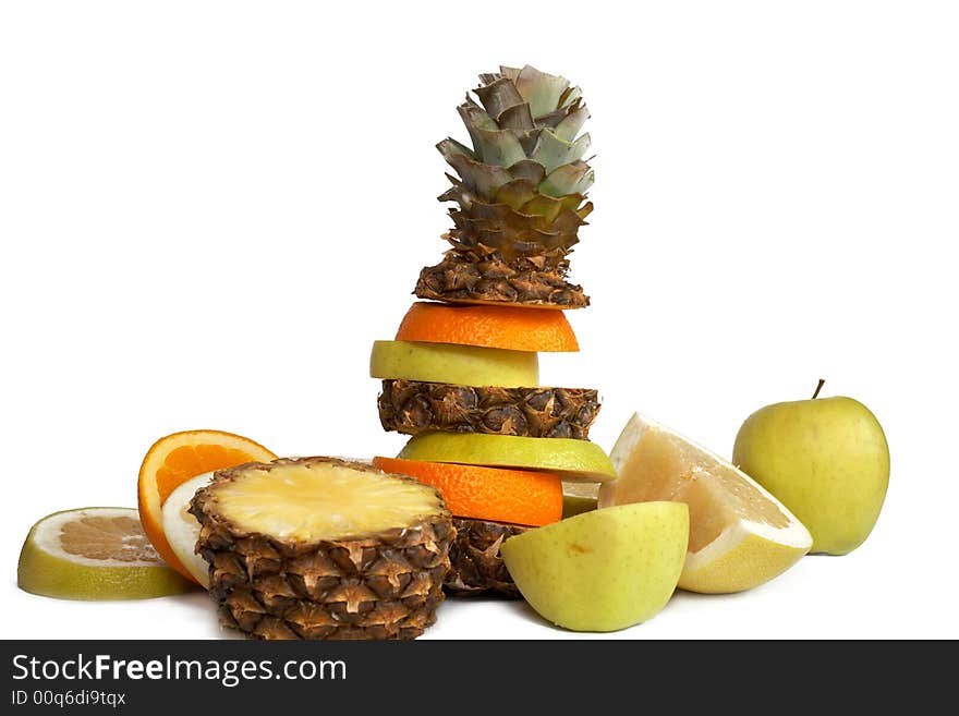 A still-life of pineapple and others fruits