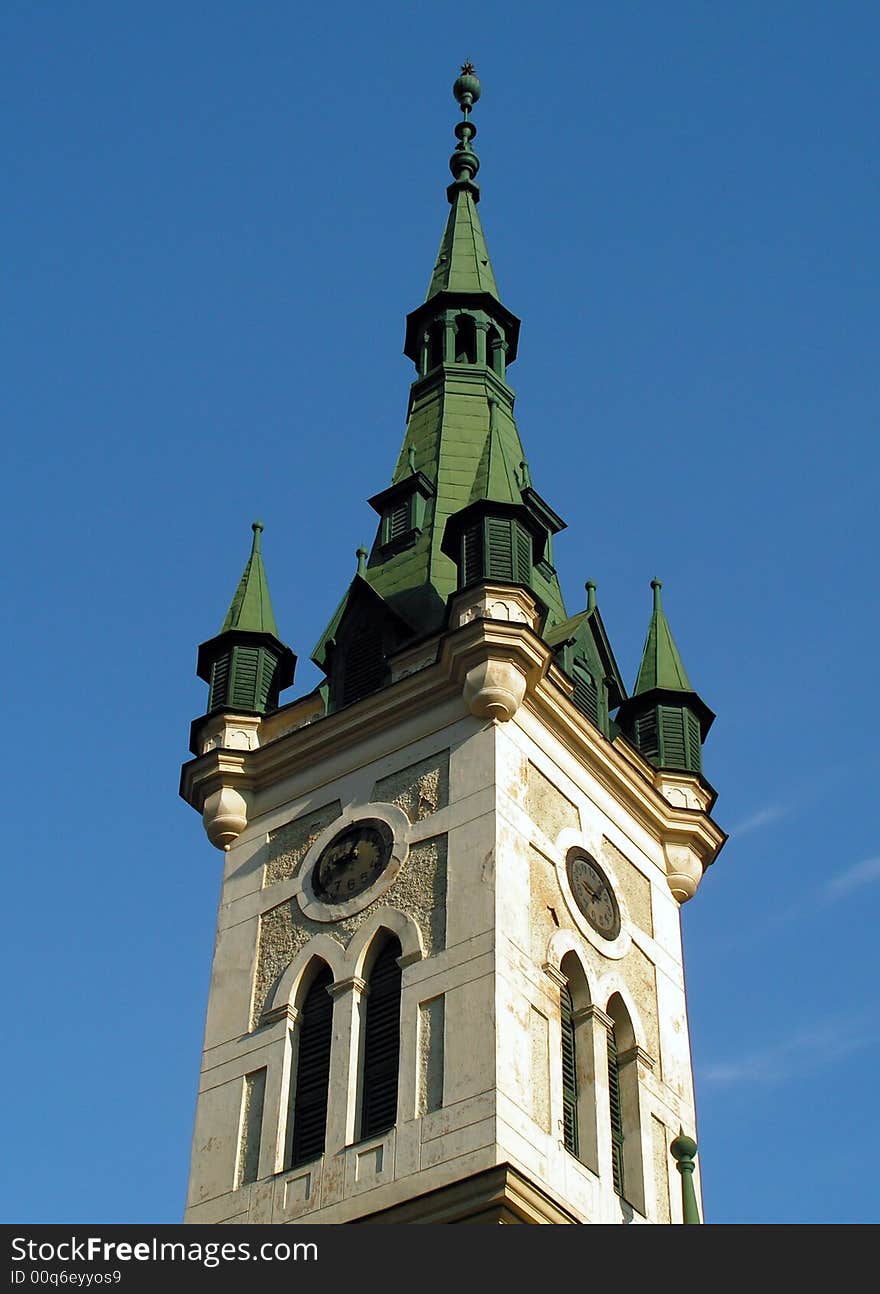 Church tower in Cluj, Romania