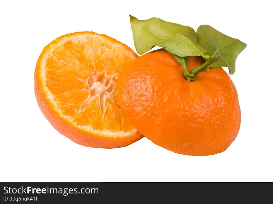 Tangerine halves isolated with clipping path