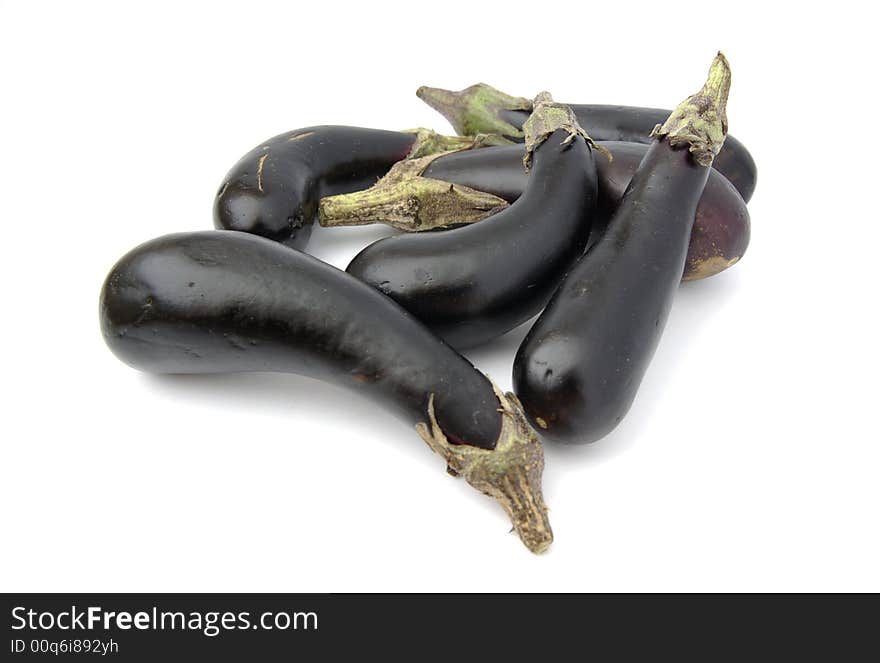 Several eggplants isolated in  white background