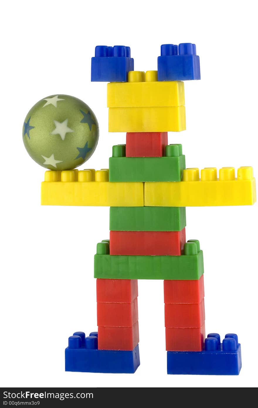 Toy men made of colorful building blocks