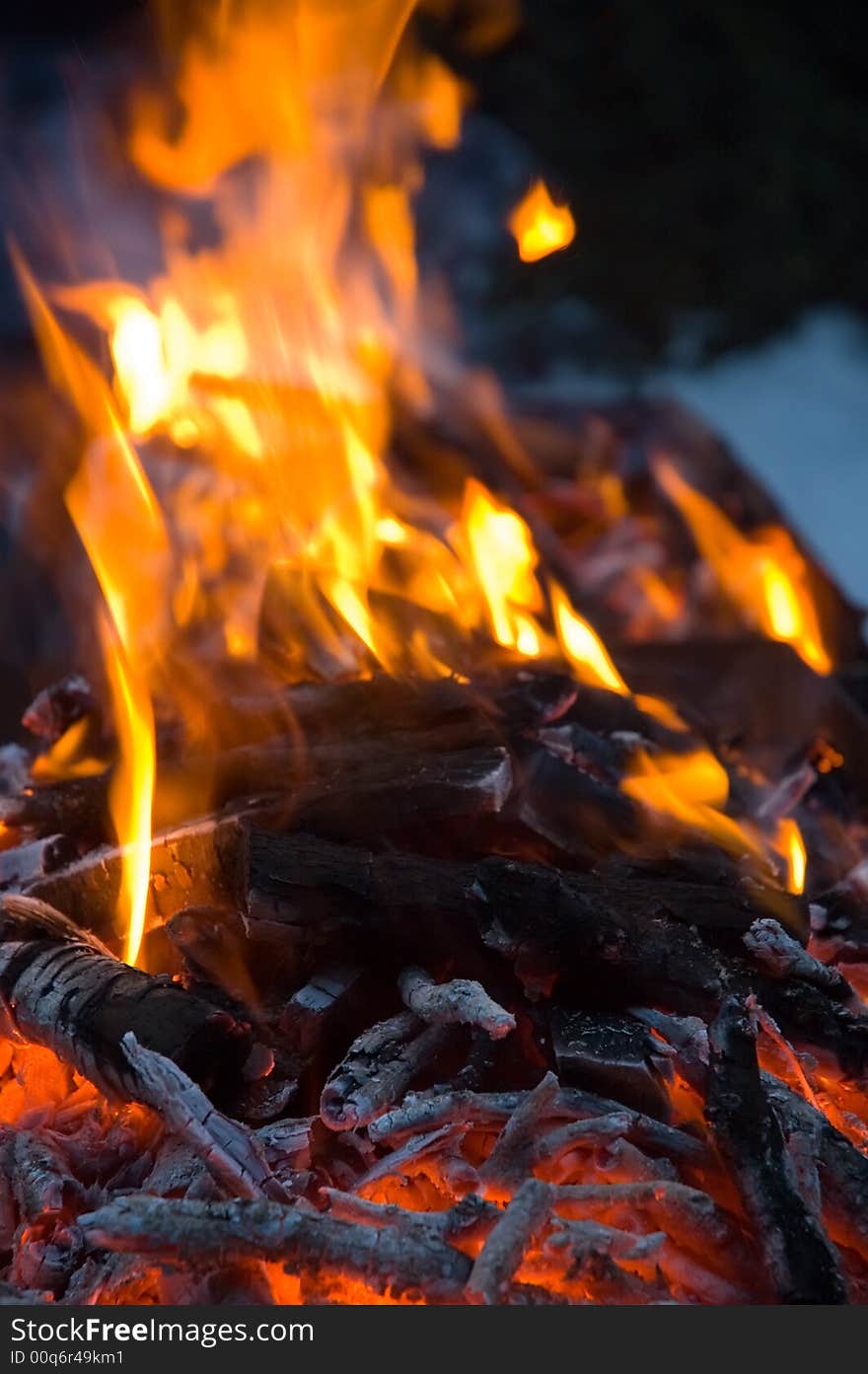 Burning embers fireplace abstract background