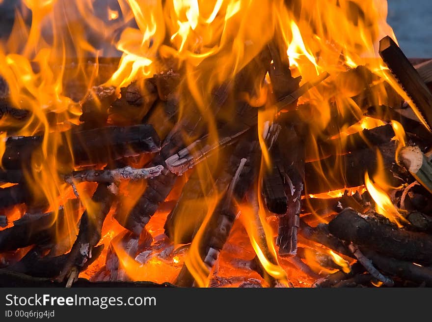 Burning embers fireplace abstract background