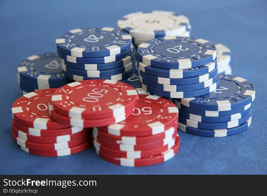 A selection of pokerchips on a poker table