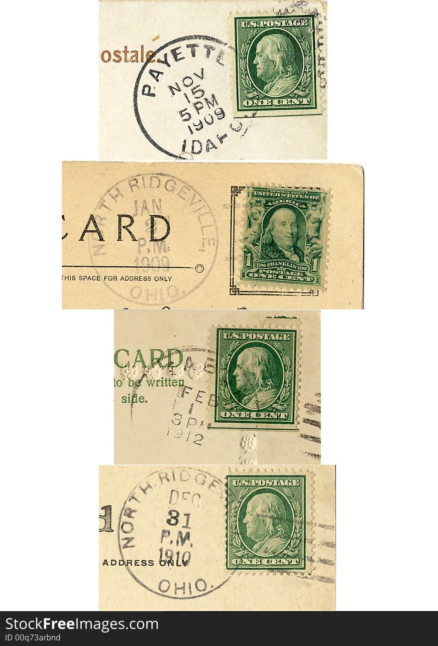 4 stamps with clear date postmarks. 4 stamps with clear date postmarks