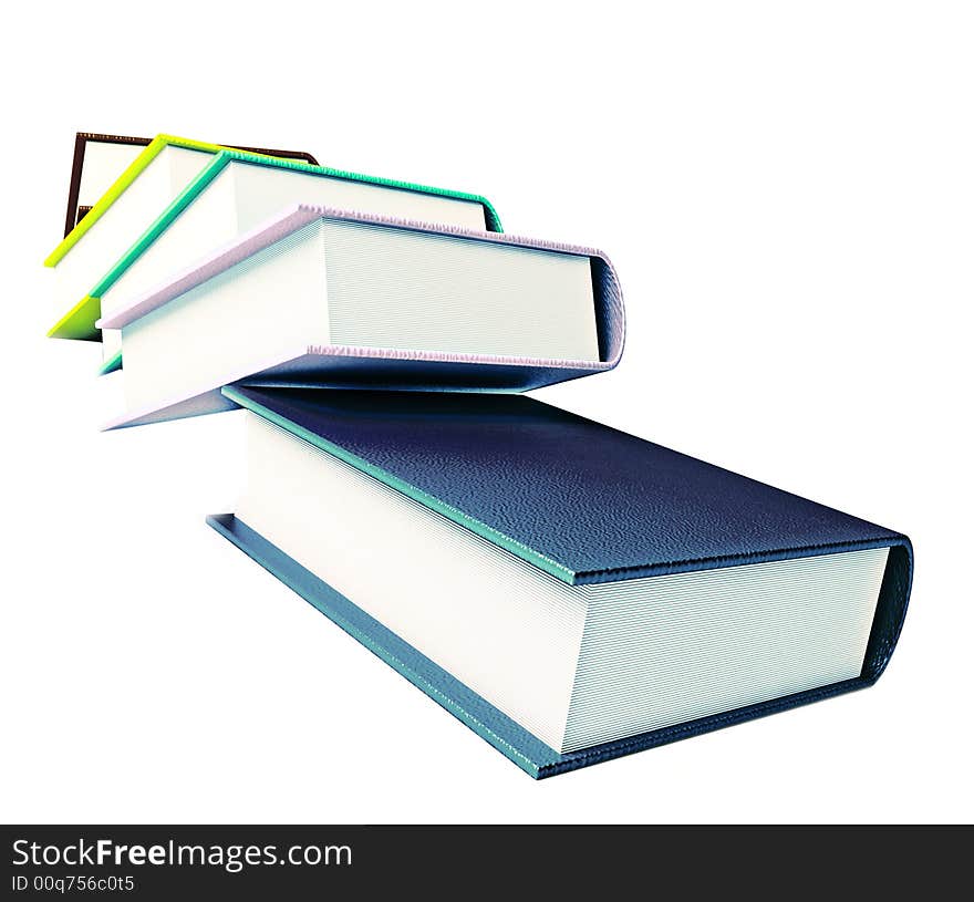 Colored Books Isolated On White Background