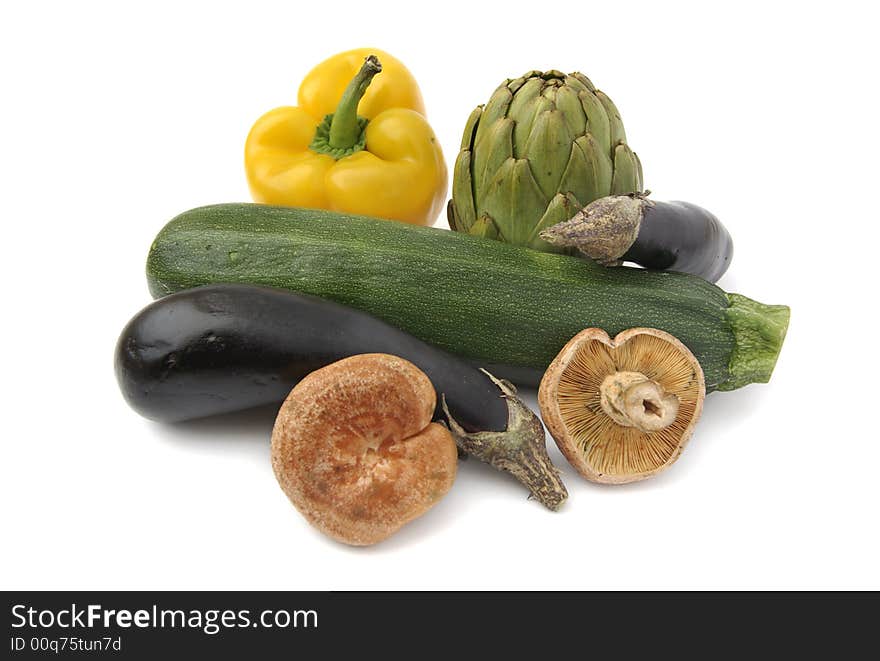 Still life of vegetables with white background. Still life of vegetables with white background